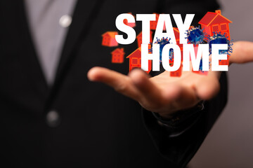 Coronavirus outbreak. stay at home stay safe. keep calm and work from home. 3d.