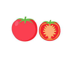 Tomato icon. Food, vegetable. Vector isolated on a white background.