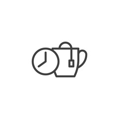 Tea brewing time line icon. linear style sign for mobile concept and web design. Tea brew instruction outline vector icon. Symbol, logo illustration. Vector graphics