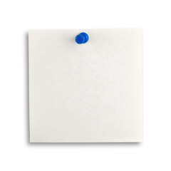 Pinned note pad square sheet of paper on white isolated background