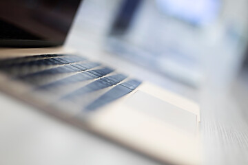 Closeup view of a modern laptop keyboard