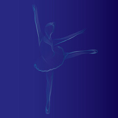 vector silhouette of dancing girl thin lines