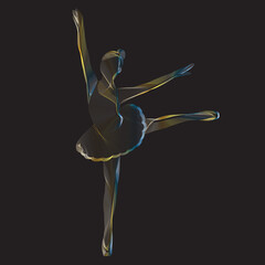 Obraz premium vector silhouette of dancing girl thin lines