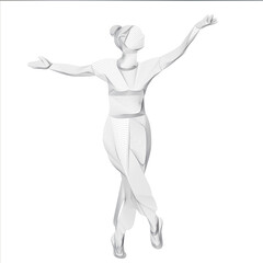 vector silhouette of dancing girl thin lines