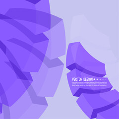 Vector abstract background with purple transparent cubic blocks. Concept new technology and dynamic motion.