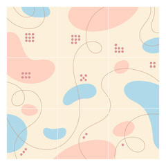 Set of nine abstract backgrounds, isolated squares. Simple shapes for modern style post, creative cards, games, sales, web, posters. Grid for social media templates. Pastel colors (easily changeable)