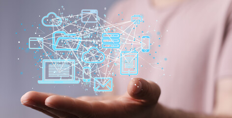 data Internet infrastructure concept. Abstract technology background. 3D rendering.