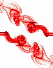 Obraz na płótnie Canvas swirling movement of red smoke group, abstract line Isolated on white background