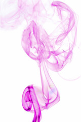 swirling movement of purple smoke group, abstract line Isolated on white background