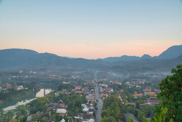 Landscape of Luang Prabang City During the Sunset. Viewpoint and Landmark in Luang Prabang Province, Laos