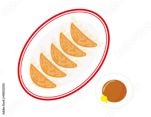 餃子のベクターイラスト 中華料理 Cantaloupe Wall Mural Cantalou Nisi