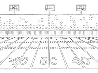 Stadium American football sport graphic black white sketch illustration vector