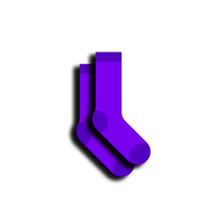 Vector graphics. Sketches of clothing and accessories. Purple socks. Socks for adults and children. Isolated