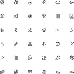 icon vector icon set such as: baker, fork, vegan, kitchenware, home, martini, craft, cardboard, instant, abstract, gluten, pack, cake, form, onion, lettuce, pot, yolk, sugar, bacon, color, spike
