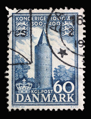 Stamp printed in Denmark shows Goose Tower, Vordingbord, Series 1000 years of Danish Kingdom, circa...