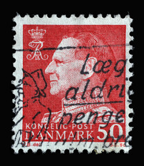 Stamp printed in Denmark shows King Frederik IX, series, circa 1965