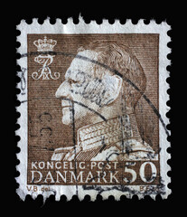 Stamp printed in Denmark shows King Frederik IX, series, circa 1967