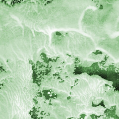 Fototapeta premium Green ink and watercolor texture on white paper background. Paint leaks and decalcomania effects. Hand-painted gouache abstract image. Mess on the canvas.