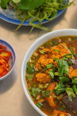 Bowl of delicious Bun Rieu noodle - Vietnamese cuisine