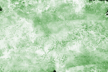 Green ink and watercolor texture on white paper background. Paint leaks and decalcomania effects. Hand-painted gouache abstract image. Mess on the canvas.