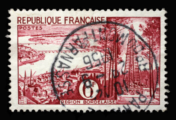 Stamp printed in the France shows Bordeaux region, Tourism series, circa 1955