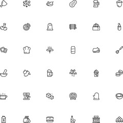 icon vector icon set such as: takeaway, burn, retro, cock, profession, drawn, rare, hat, maki, meringue, brewing, seafood, mortar and pestle, dog, pharmacist, cheese, ice, label, cube, acorn