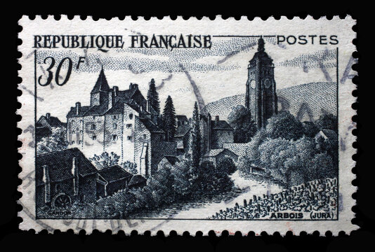 Stamp printed in the France shows Arbois, Tourism series, circa 1951