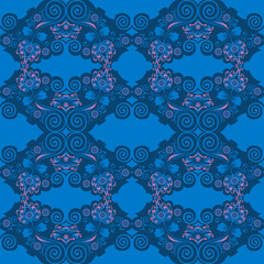 Seamless pattern consisting of stylized flowers and leaves. Japanese motives. Wallpaper. Vector graphics