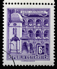 Stamp printed in the Austria shows shows County seat in Graz, circa 1960.