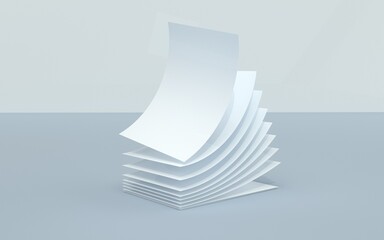 Stack of A4 brochure mockup design. 3d illustration of office paper