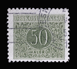 Stamp printed in Czechoslovakia shows Numbers Value, Postage Due Stamps series, circa 1955