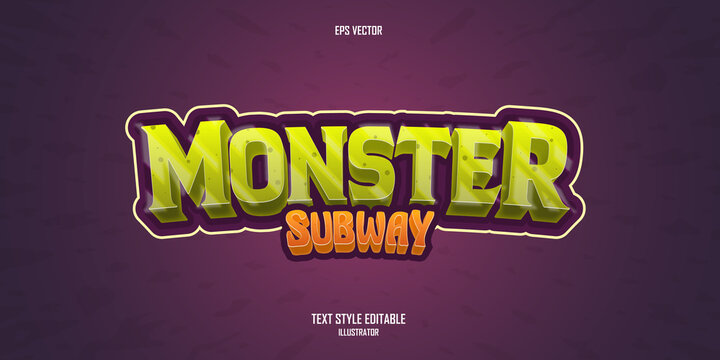 Monster Subway 3D text style effect template