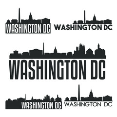 Fototapeta na wymiar Washington DC USA Flat Icon Skyline Silhouette Design City Vector Art Famous Buildings Color Set Logo.