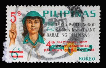 Stamp printed in Philippines issued on the occasion of the     Philippine Girl Scouts, 25th...