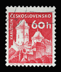 Stamp printed in Czechoslovakia shows Karlstejn castle, series castle, circa 1960