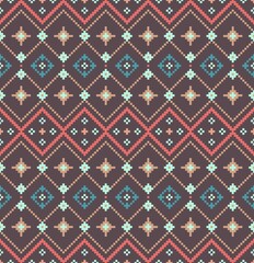 Seamless lace pattern with folkloric floral ornament in scandinavian retro style. Stock vector illustration for background, wallpaper, textile, scrapbooking, wrapping paper.