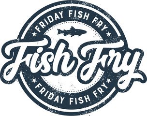 Friday Night Fish Fry Midwest Tradition Menu Stamp - 408318423