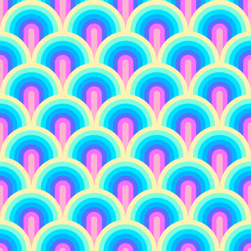 Unicorn rainbow stripes pattern. Neon pastel rainbow illustration. Seamless vector background. Mermaid scales pattern