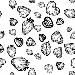 Seamless pattern. Signs, symbols of valentines day. Sketch scratch board imitation.