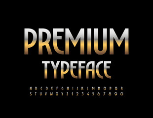Vector Premium Typeface. Elegant Metallic Font. Luxury Gold Alphabet Letters and Numbers set
