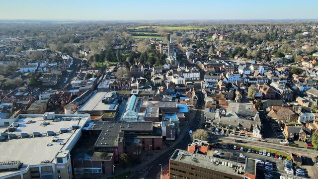 Bishop Stortford town centre Hertfordshire UK Aerial