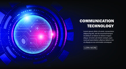 Abstract technology background technology communication concept hi tech innovation circle blue neon Vector design background