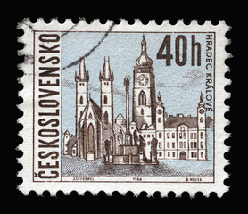 Stamp printed in Czechoslovakia shows Hradec Kralove, Czechoslovak cities series, circa 1966