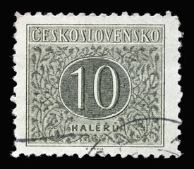 Stamp printed in Czechoslovakia shows Numbers Value, Postage Due Stamps series, circa 1955