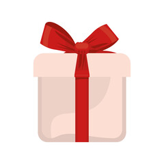 happy merry christmas white gift and red bow ribbon
