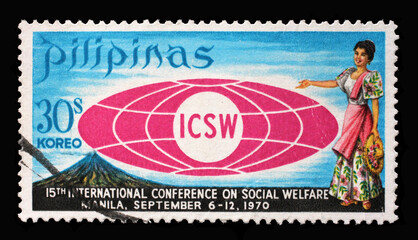 Stamp printed in Philippines shows International Conference on Social Welfare circa 1970