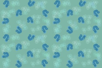Seamless pattern with cute cartoon hand-drawing baby seahorses with bubble background