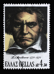 Stamp printed in Greece shows Ludwig van Beethoven (1770-1827), composer, 1970