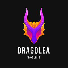 Colorful Dragon Logo Design. Gradient Style Logo template