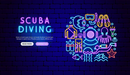 Scuba Diving Neon Banner Design © anna_leni